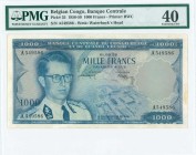 BELGIAN CONGO: 1000 Francs (1.9.1958) in deep blue on multicolor unpt with portrait of King Baudouin at left and aerial view of Leopoldville at lower ...