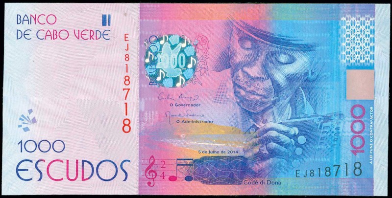 CAPE VERDE: Set of 3 banknotes including 200 Escudos (5.7.2014) + 500 Escudos (5...