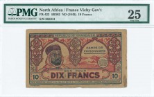 NORTH AFRICA: 10 Francs (ND 1943). The Vichy government of France set up labor camps in North Africa for POWs and people that were anti-Vichy and anti...