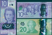 CANADA: Set of 3 commemorative banknotes including 20 Dollars (2015) + 10 Dollars (2017) + 10 Dollars (2018). (Pick 111 + 112a + 113a). Uncirculated.