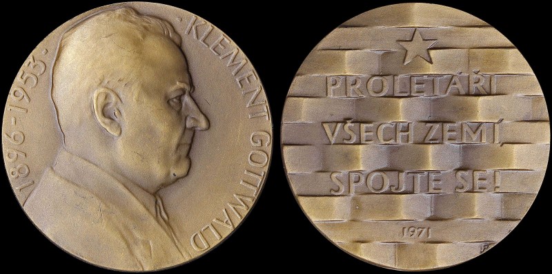 CZECHOSLOVAKIA: Bronze commemorative medal for Klement Gottwald (1898-1953). Obv...