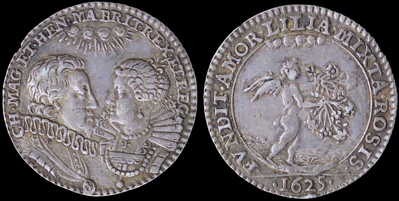 ENGLAND: Silver medal commemorating the marriage of Charles and Henrietta Maria ...