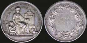 FRANCE: Silver medal of the Rhone Professional Education Society that was awarded in 1897 to L GINET. Weight: 37,40. Diameter: 40mm. Extremely Fine.