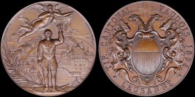 SWITZERLAND: Bronze medal (1894) for the Vaud Cantonal Shooting Festival at Lausanne. Manufactured by Charles Jean Richard, Louis Furet, and Charles V...