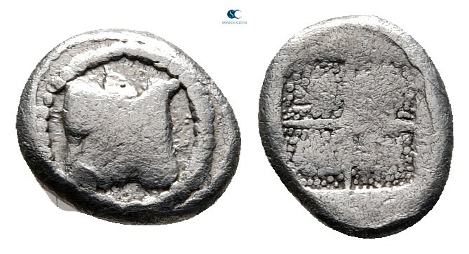 Macedon. Akanthos circa 470-390 BC. 
Hemiobol AR

8 mm., 0,52 g.



very ...