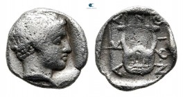 Macedon. Akanthos 390-382 BC. Obol AR