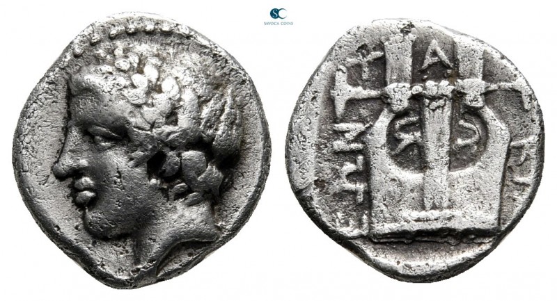 Macedon. Chalkidian League. Olynthos circa 400 BC. 
Tetrobol AR

14 mm., 2,32...