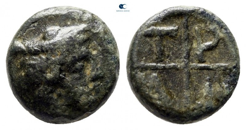 Macedon. Tragilos circa 400-380 BC. 
Bronze Æ

8 mm., 1,00 g.



nearly v...