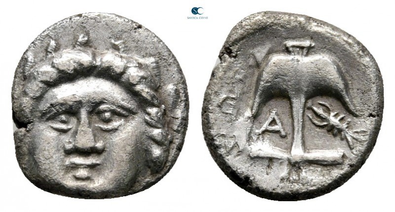 Thrace. Apollonia Pontica 450-400 BC. 
Diobol AR

10 mm., 1,11 g.



very...