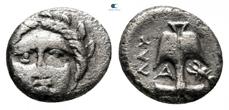 Thrace. Apollonia Pontica 450-400 BC. 
Diobol AR

10 mm., 1,06 g.



very...