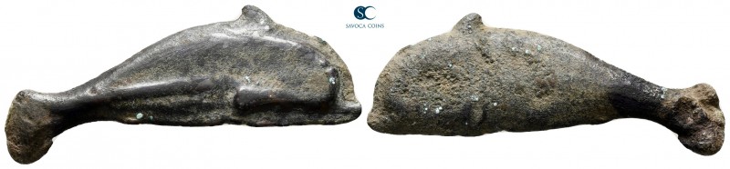 Scythia. Olbia circa 525-350 BC. 
Cast dolphin Æ

35 mm., 3,89 g.



very...