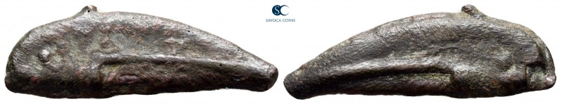 Scythia. Olbia circa 525-350 BC. 
Cast dolphin Æ

28 mm., 2,40 g.



very...