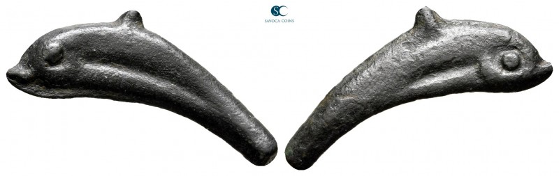 Scythia. Olbia circa 437-410 BC. 
Cast dolphin Æ

27 mm., 1,88 g.



very...