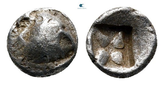 Corcyra. Corcyra 525-520 BC. 
Hemiobol AR

6 mm., 0,34 g.



nearly very ...