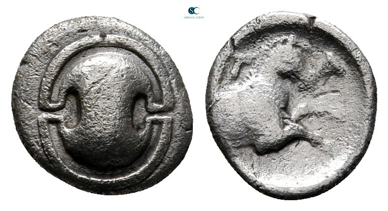 Boeotia. Tanagra circa 375-350 BC. 
Obol AR

10 mm., 0,91 g.



very fine