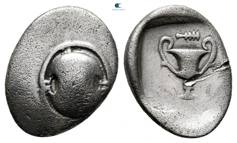 Boeotia. Thebes circa 393-338 BC. 
Hemidrachm AR

17 mm., 2,53 g.



very...