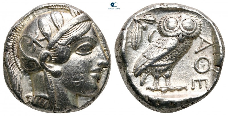 Attica. Athens 449-404 BC. 
Tetradrachm AR

22 mm., 17,23 g.



very fine