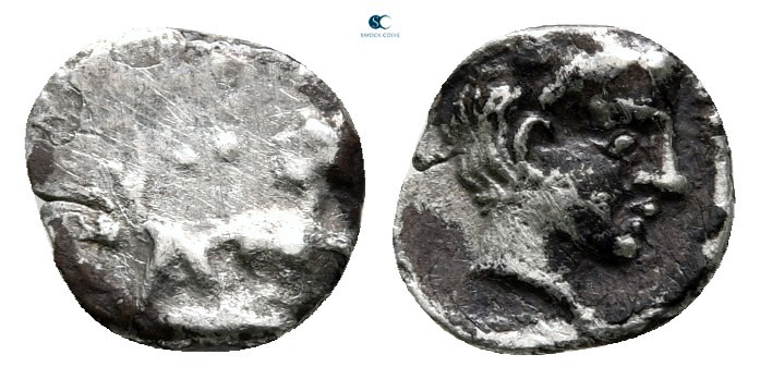 Cilicia. Tarsos. Tiribazos, Satrap of Lydia 388-380 BC. 
Hemiobol AR

8 mm., ...