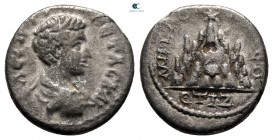 Cappadocia. Caesarea. Geta as Caesar AD 197-209. Dated RY 17 of Septimius Severus =AD 209/10. Drachm AR
