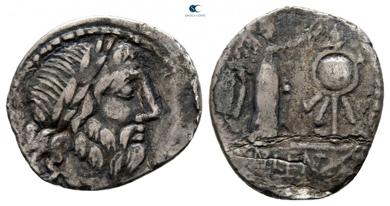 Anonymous 211-208 BC. Rome
Victoriatus AR

15 mm., 1,28 g.



nearly very...