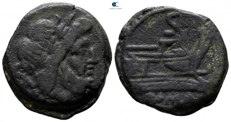 Anonymous circa 91 BC. Rome
Semis Æ

25 mm., 10,26 g.



very fine