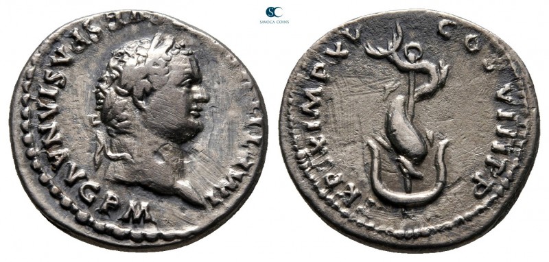 Titus AD 79-81. Rome
Denarius AR

18 mm., 3,25 g.



very fine