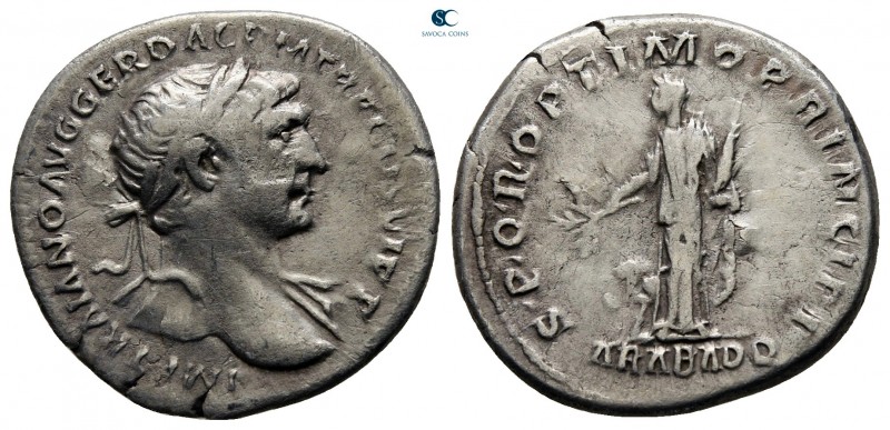 Trajan AD 98-117. Rome
Denarius AR

19 mm., 2,79 g.



very fine