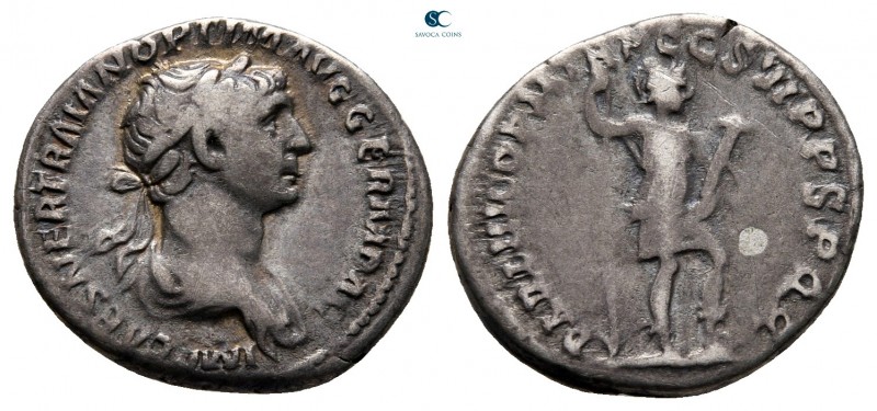 Trajan AD 98-117. Rome
Denarius AR

19 mm., 3,37 g.



nearly very fine