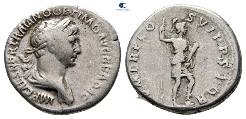 Trajan AD 98-117. Rome
Denarius AR

18 mm., 3,10 g.



very fine