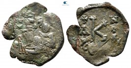 Constans II, with Constantine IV AD 641-668. Dated IY 4=AD 660/1. Syracuse. Half follis Æ