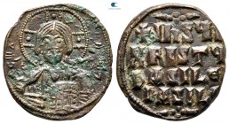 Basil II Bulgaroktonos, with Constantine VIII AD 976-1025. Constantinople. Anonymous follis Æ