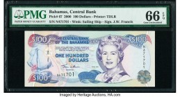 Bahamas Central Bank 100 Dollars 2000 Pick 67 PMG Gem Uncirculated 66 EPQ. 

HID09801242017

© 2020 Heritage Auctions | All Rights Reserve
