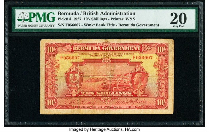 Bermuda Bermuda Government 10 Shillings 30.9.1927 Pick 4 PMG Very Fine 20. 

HID...