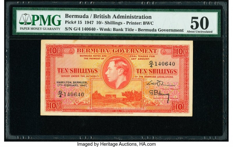 Bermuda Bermuda Government 10 Shillings 17.2.1947 Pick 15 PMG About Uncirculated...