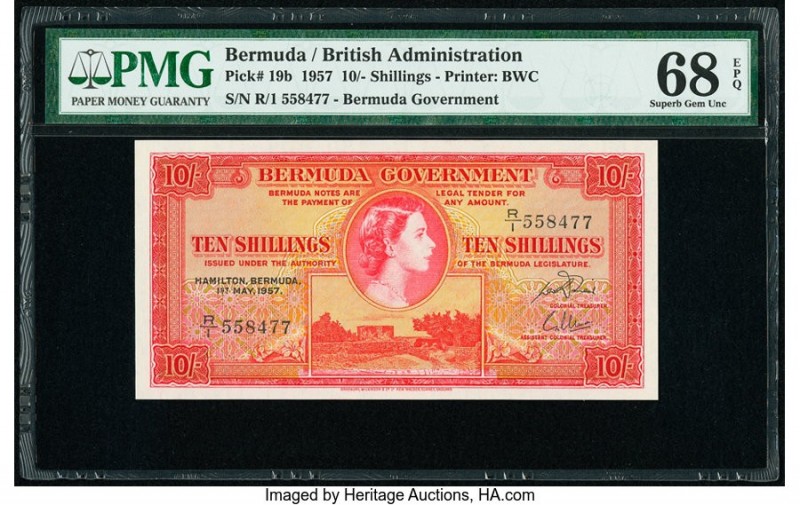 Bermuda Bermuda Government 10 Shillings 1.5.1957 Pick 19b PMG Superb Gem Unc 68 ...