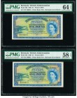 Bermuda Bermuda Government 1 Pound 1.10.1966 Pick 20d Two Consecutive Examples PMG Choice Uncirculated 64 EPQ; Choice About Unc 58 EPQ. 

HID098012420...