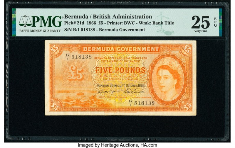 Bermuda Bermuda Government 5 Pounds 1.10.1966 Pick 21d PMG Very Fine 25 EPQ. 

H...