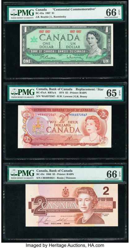 Canada Bank of Canada $1; 2 (2) 1967; 1974; 1986 BC-45a; BC-47aA Replacement; BC...