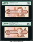 Canada Bank of Canada $2 1986 Pick 94b BC-55b Two Consecutive Examples PMG Gem Uncirculated 66 EPQ (2). 

HID09801242017

© 2020 Heritage Auctions | A...