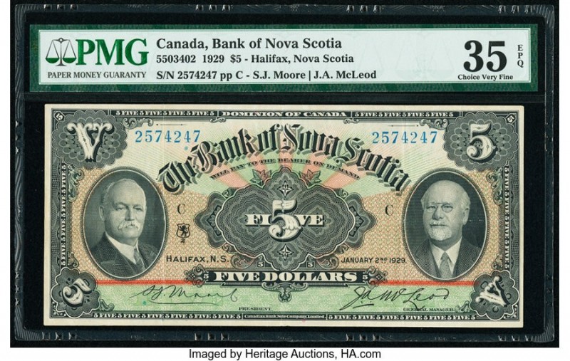 Canada Halifax, NS- Bank of Nova Scotia $5 2.1.1929 Pick S622 Ch.# 550-34-02 PMG...