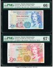 Guernsey States of Guernsey 10; 20 Pounds ND (1995; 1996) Pick 57b; 58c Two Examples PMG Gem Uncirculated 66 EPQ; Superb Gem Unc 67 EPQ. 

HID09801242...