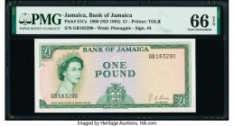 Jamaica Bank of Jamaica 1 Pound 1960 (ND 1964) Pick 51Ce PMG Gem Uncirculated 66 EPQ. 

HID09801242017

© 2020 Heritage Auctions | All Rights Reserve