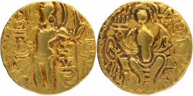 Gold Dinar Coin of Samudragupta of Gupta Dynasty of Scepter type.