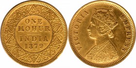 Gold One Mohur Coin of Victoria Empress of Calcutta Mint of 1879.