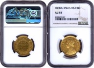 Gold One Mohur Coin of Victoria Empress of Calcutta Mint of 1888.