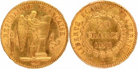 Gold Twenty Francs Coin of France of 1878.