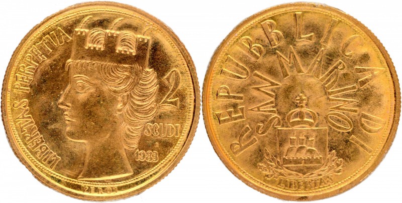 San Marino 
San Marino, Gold 2 Scudi, Commemorative Issue, 1983 R, Obv: a bust ...