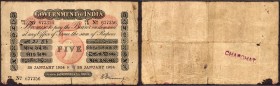 Uniface Five Rupees Bank Note of King George V Signed by H. Denning of 1924.