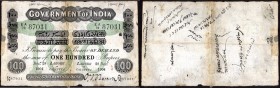 Uniface One Hundred Rupees Note of King Edward VII Signed by O.T. Barrow of 1904 of Lahore Or Calcutta Circle.