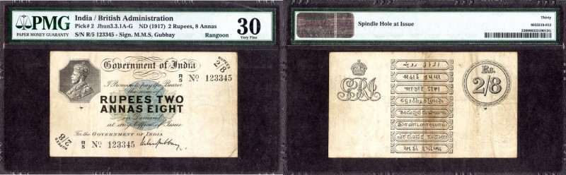 British INDIA Notes
K. G. V.
2 1/2 Rupee
British India, 1918, King George V, ...